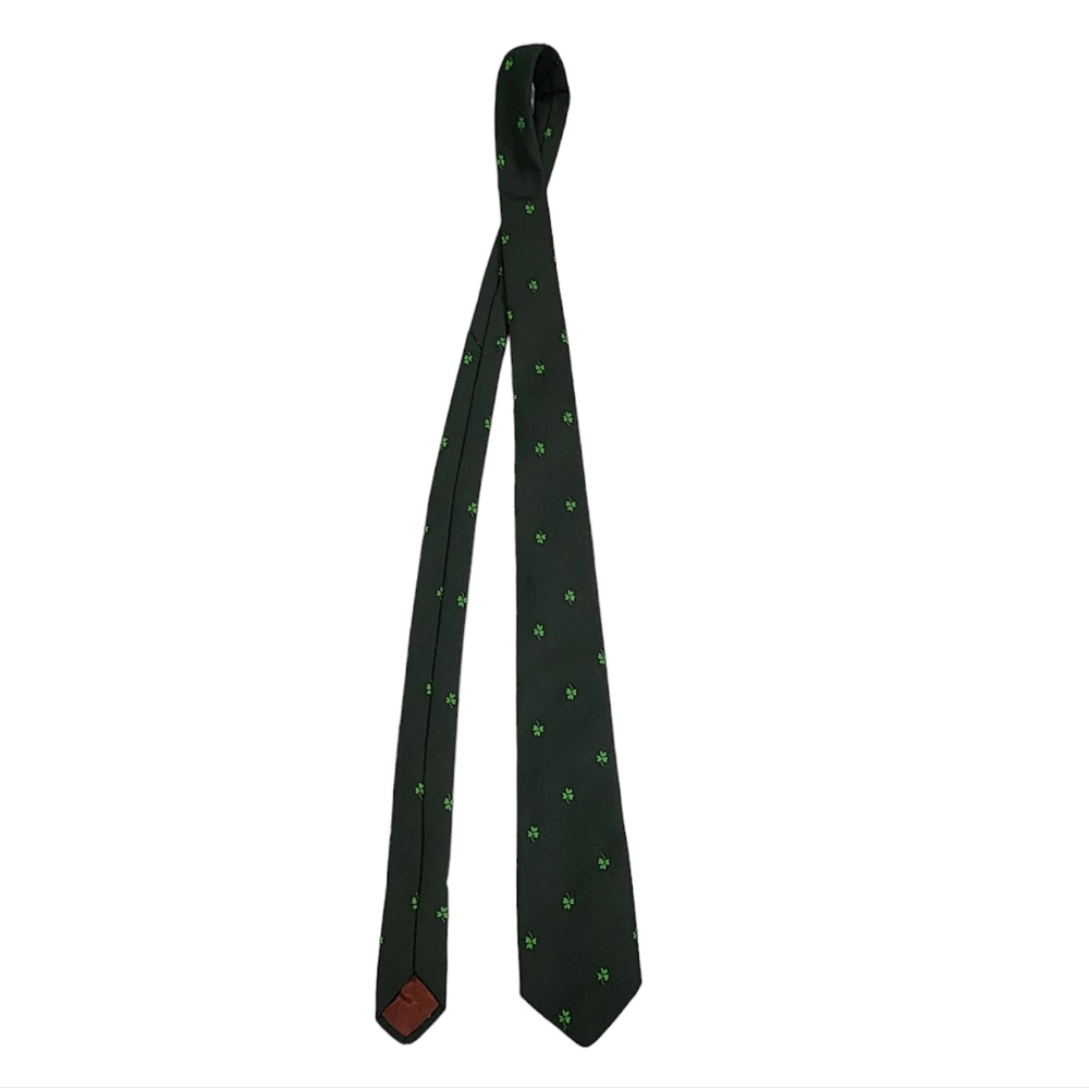 Vintage Millars Shamrock Green Tie Pre Owned Condition - Picture 5 of 6